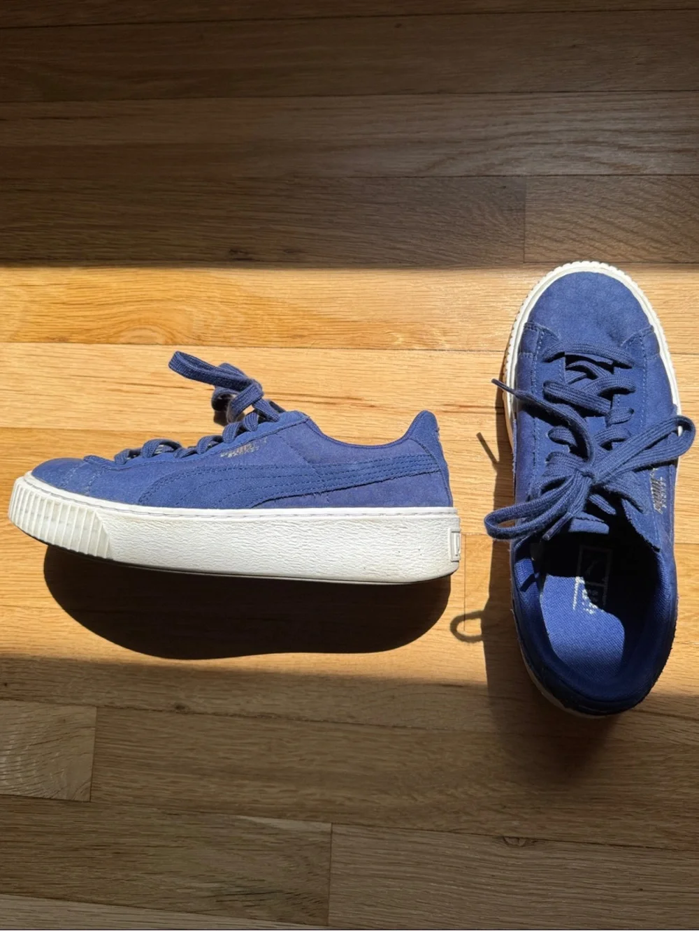 Puma Blue Suede Sneakers with White Sole